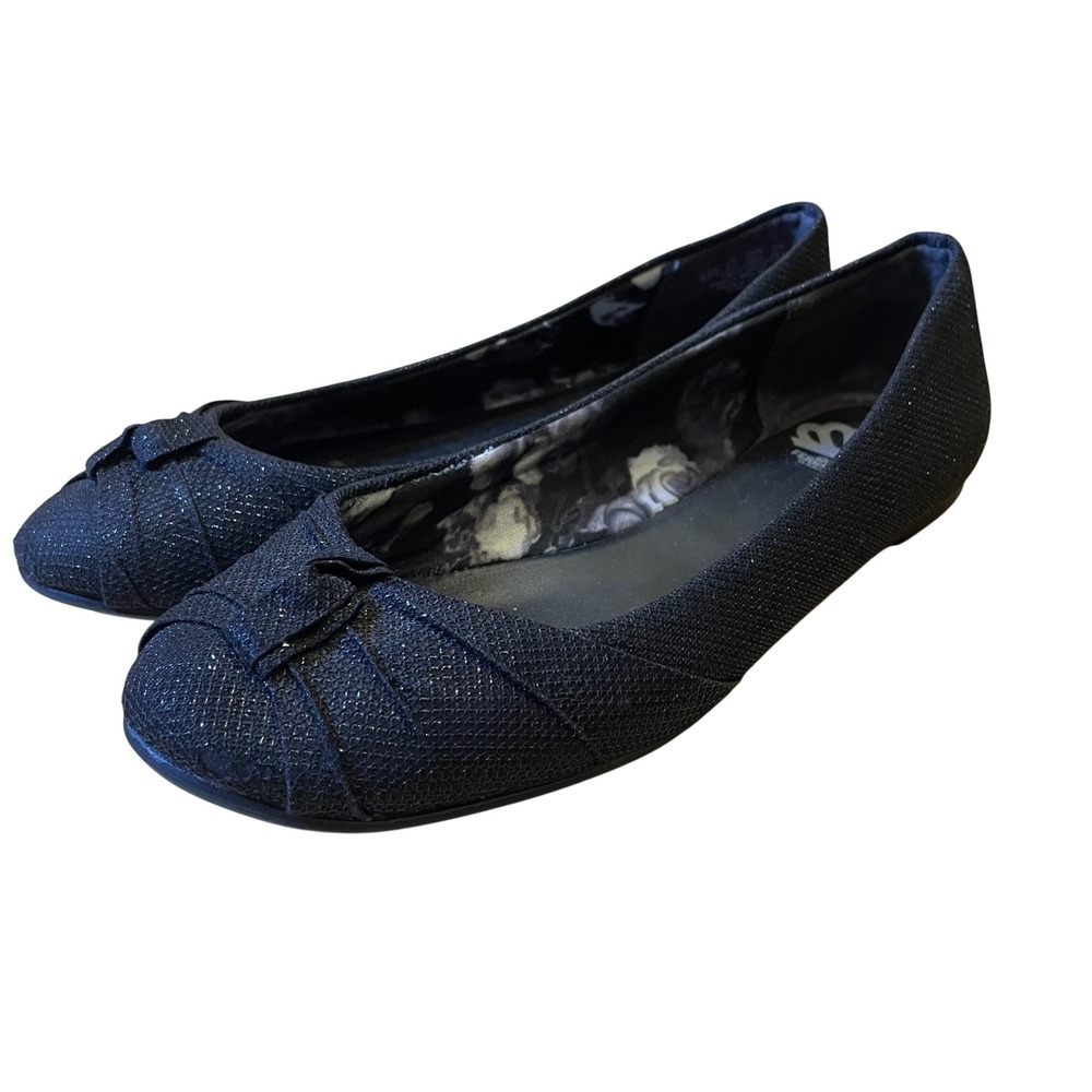 Fergalicious Black Sparkle Flats Dressy Casual‎ Slip On Shoes Women's Size 7.5